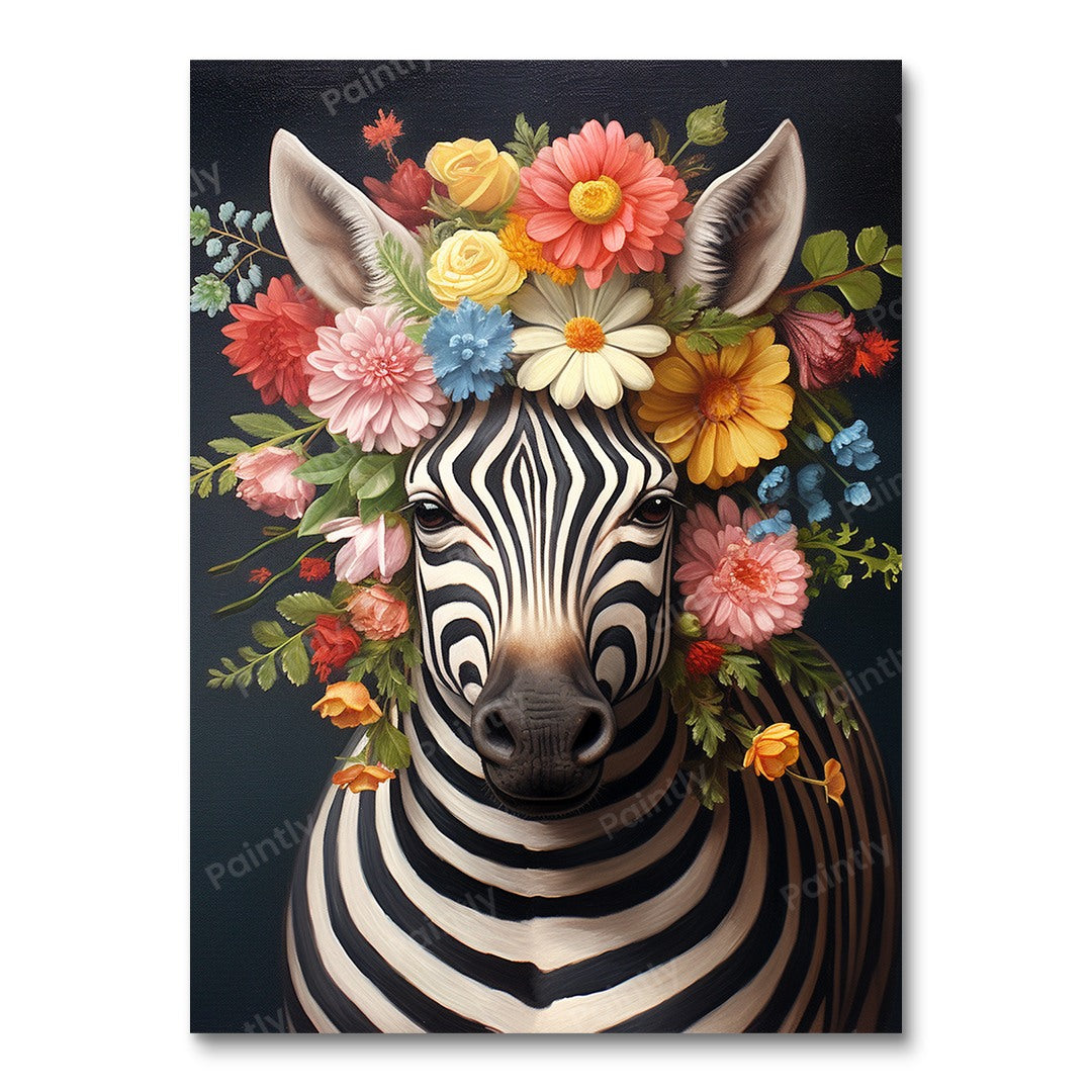 Flowerbed Zebra (Diamond Painting)