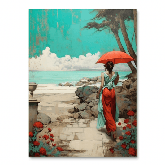 Woman Walking to the Beach (Diamond Painting)