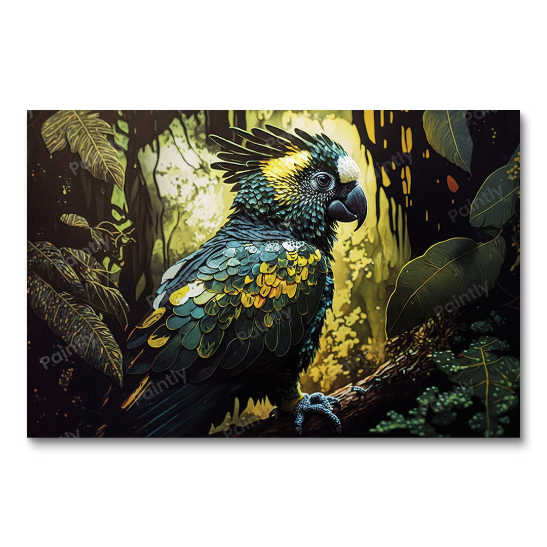 Matte Black Cockatoo XII (Diamond Painting)