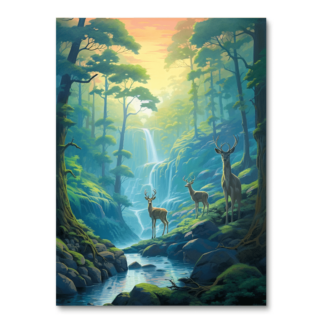 Deer by the Fall (Diamond Painting)