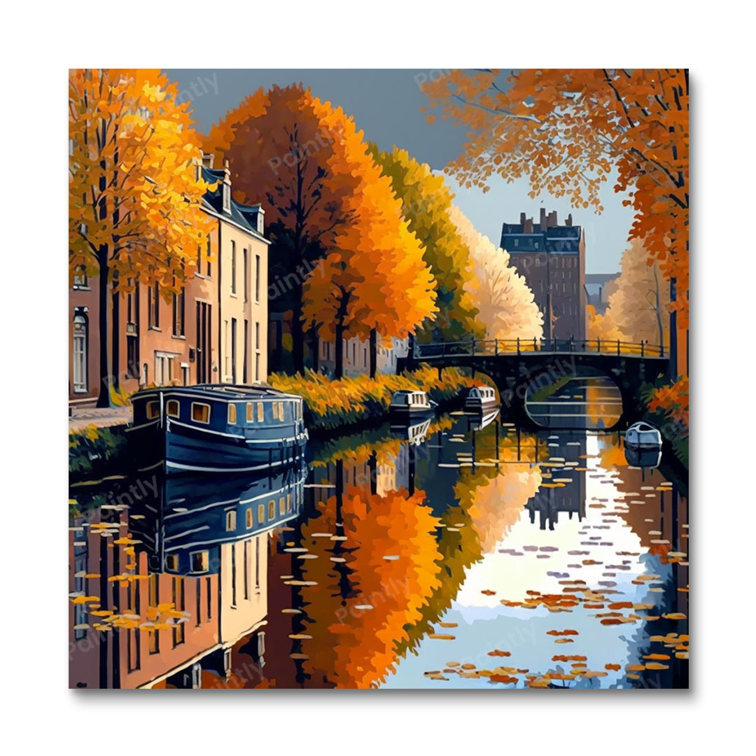 Glasgow Canal in Fall I (Diamond Painting)