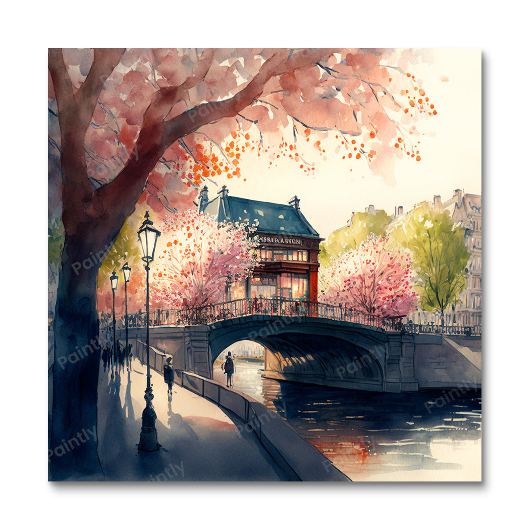 Cherry Blossom Over River II (Wall Art)