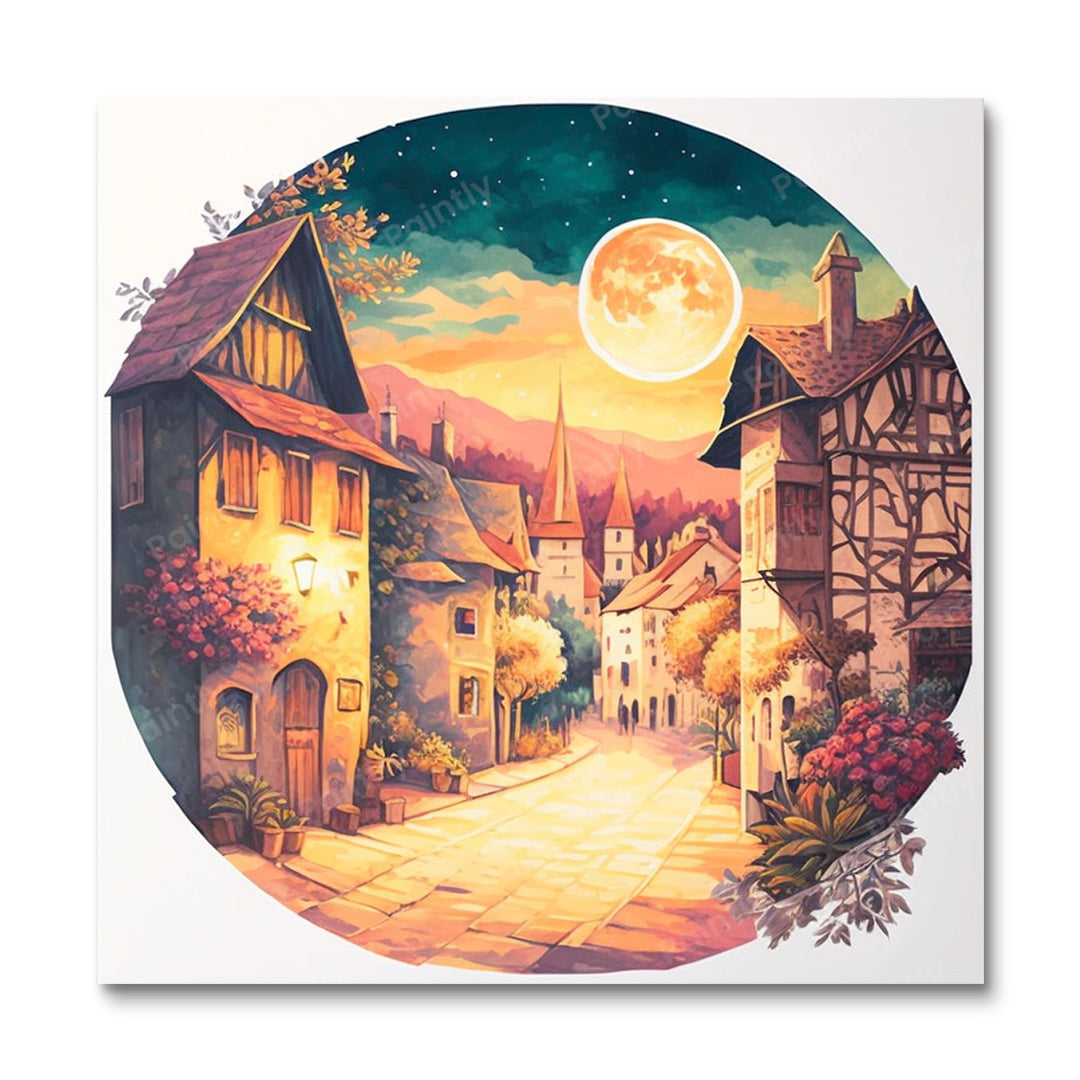 Moonlit European Village (Diamond Painting)