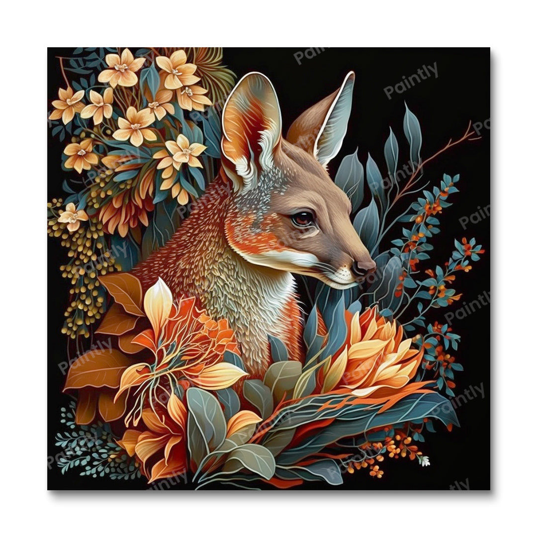 Floral Kangaroo I (Vægkunst)