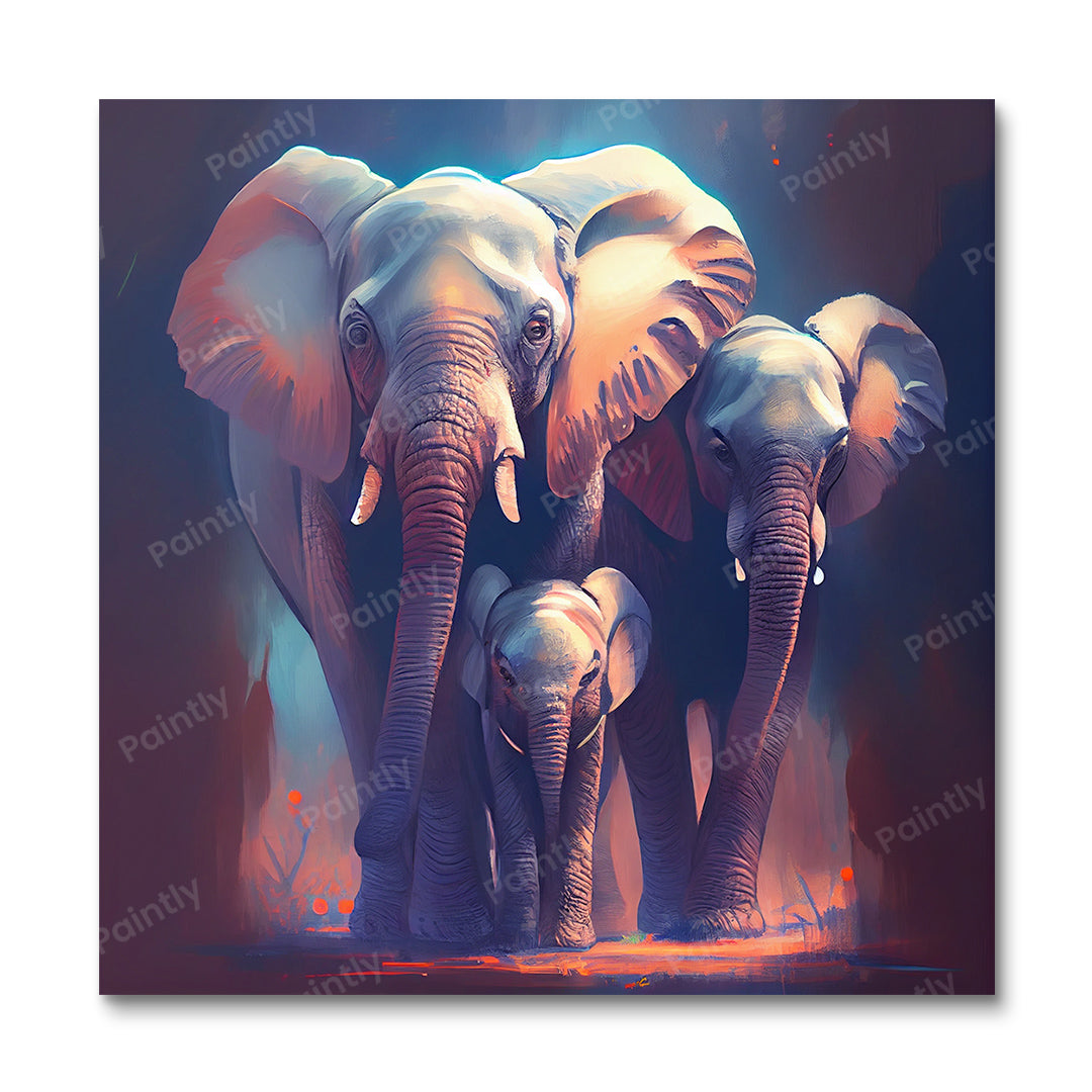 Elephant Family I (Paint by Numbers)