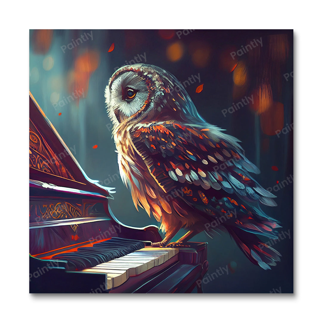 Owl Playing the Piano II (Vægkunst)
