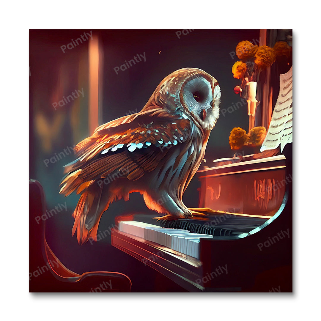 Owl Playing the Piano I (Wall Art)