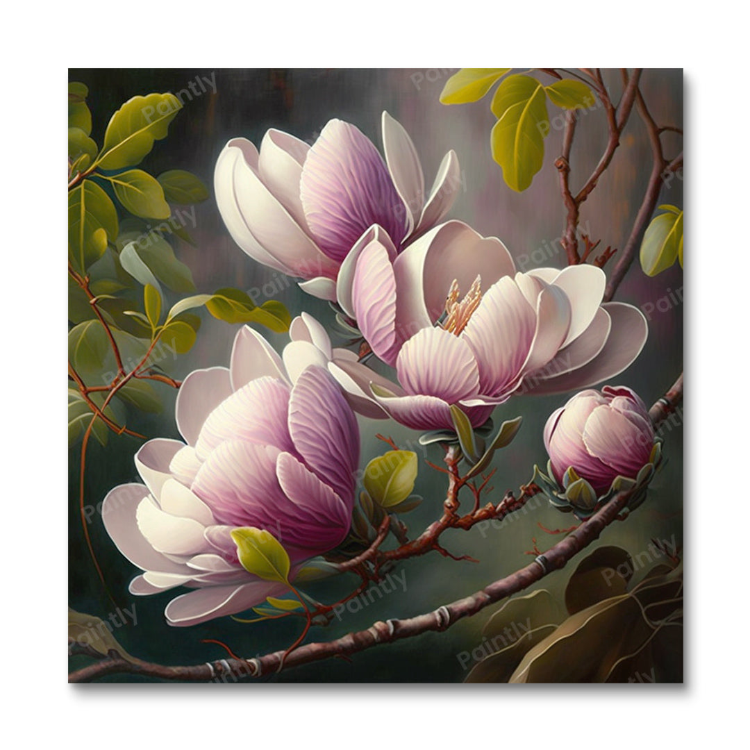 Magnolia blomster (diamant maleri)