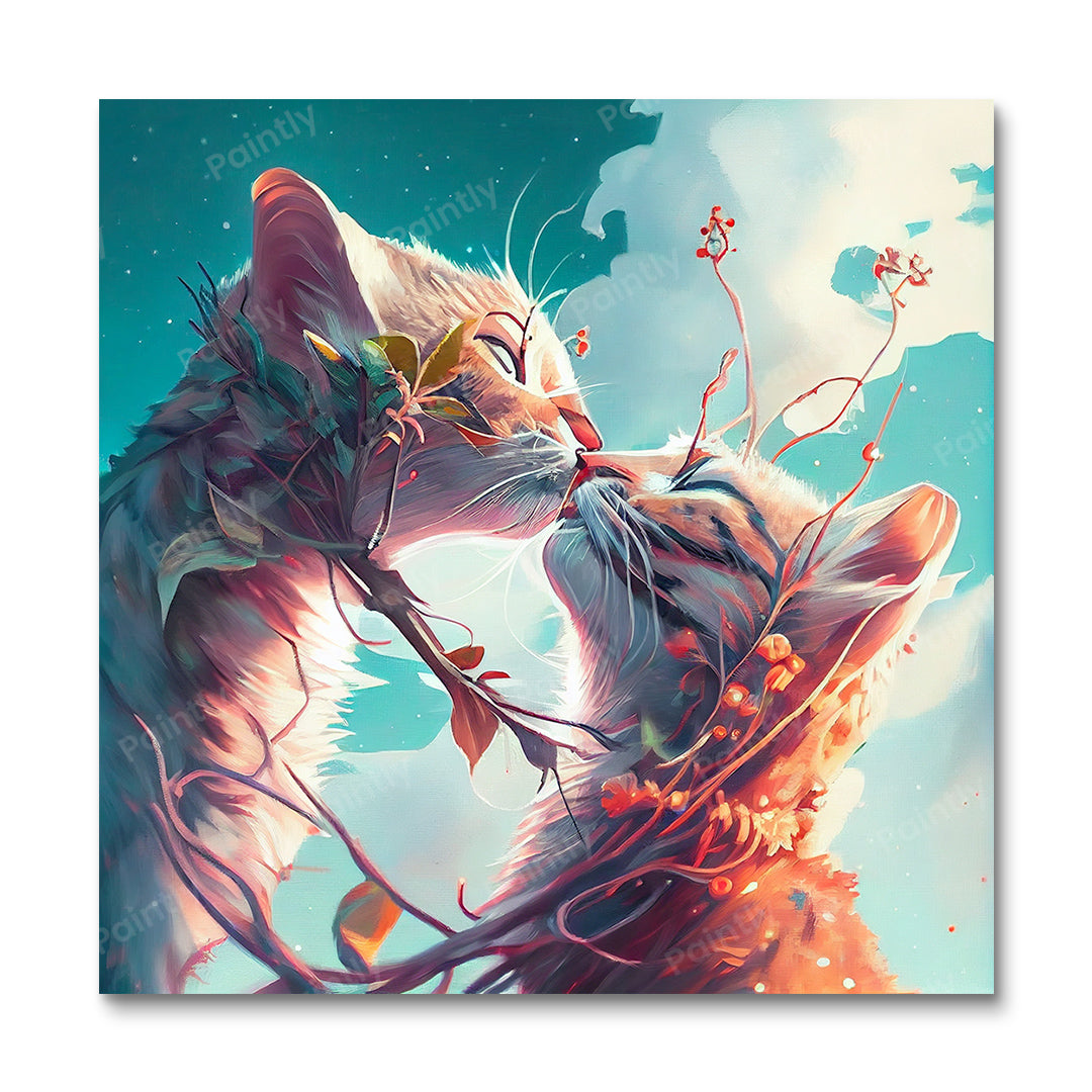 Kitten Kiss af Sage Patel (Wall Art)