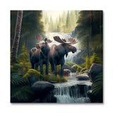 Moose by the Waterfall I (Vægkunst)