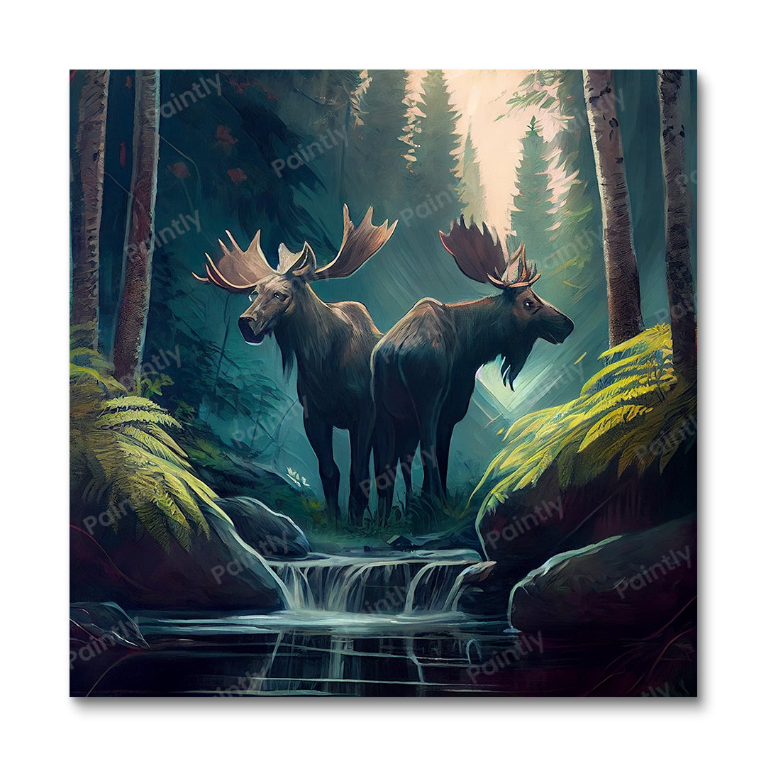 Moose by the Stream (Paint by Numbers)