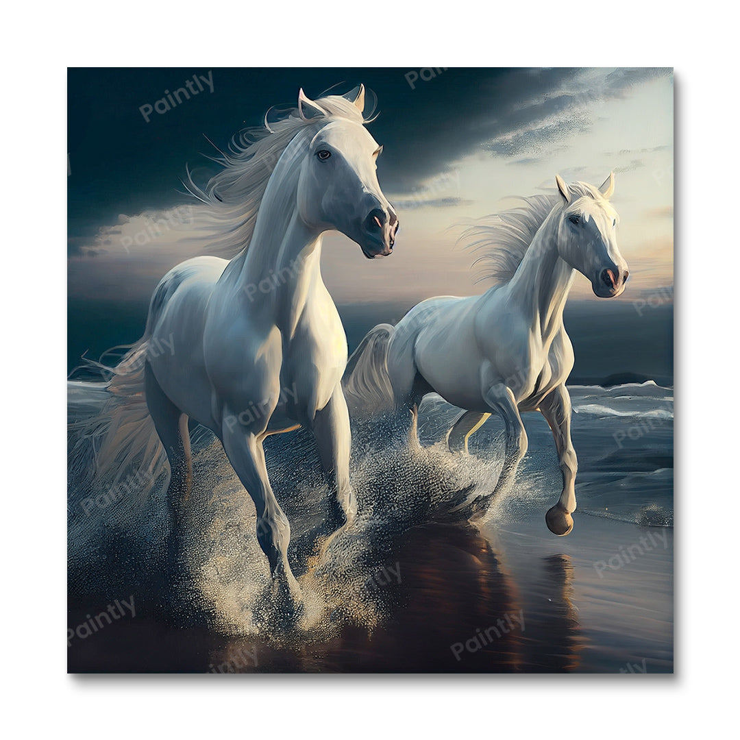 White Majestic Horses II (maling efter tal)