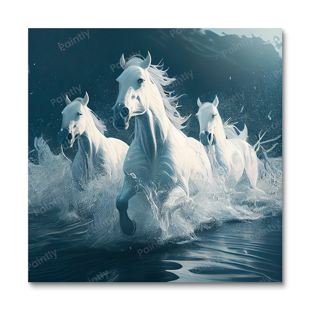 White Majestic Horses I (Diamond Painting)