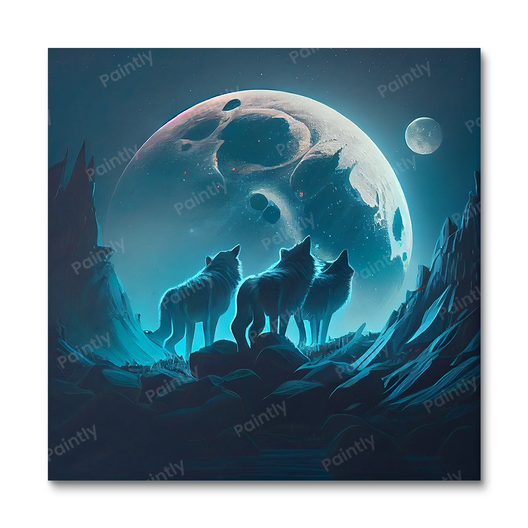 Wolves in the Moonlight II (Paint by Numbers)