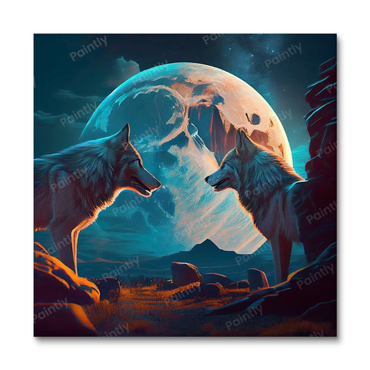 Wolves in the Moonlight I (Diamond Painting)