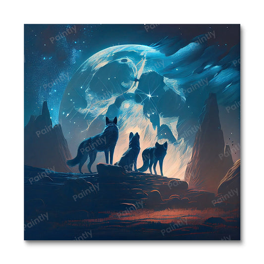 Wolves in the Moonlight IV (Vægkunst)