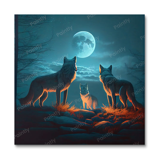 Wolves in the Moonlight III (Paint by Numbers)