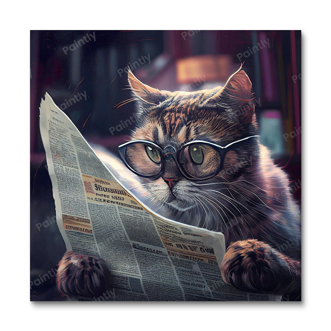 Cat Reading Newspaper I by Wes (Wall Art)