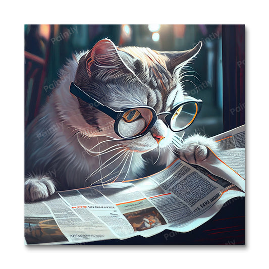 Cat Reading Newspaper II by Wes (Paint by Numbers)