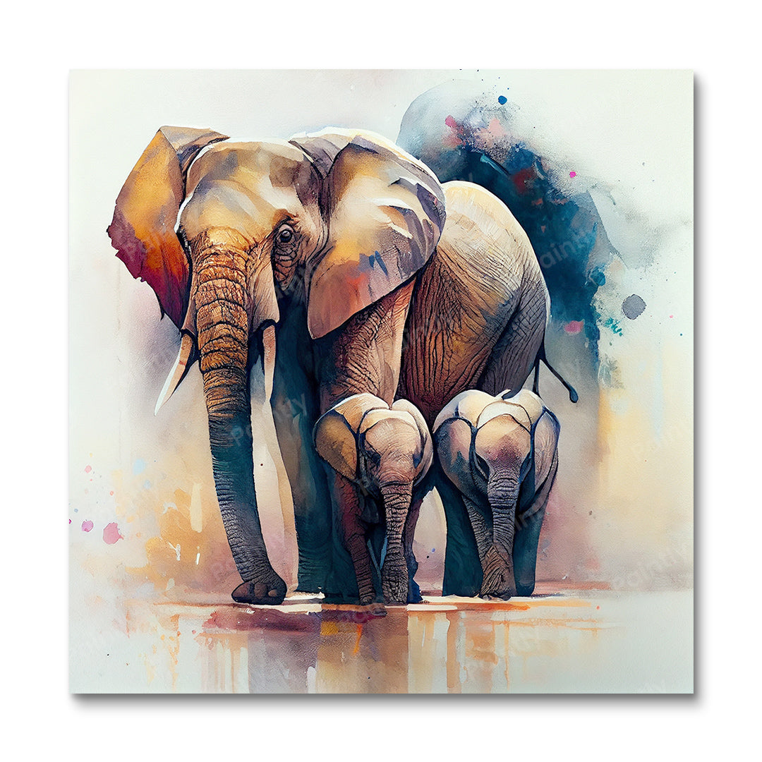 Elephant Family II (Paint by Numbers)