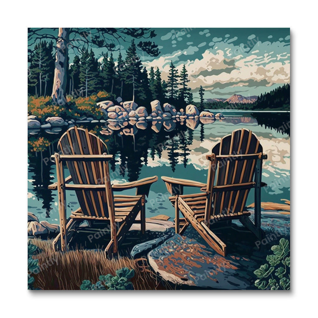 Stühle am See III (Wandkunst)