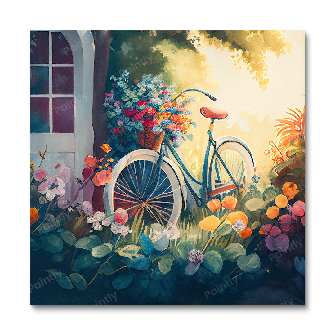 Bicycle Amidst Flowers (Paint by Numbers)