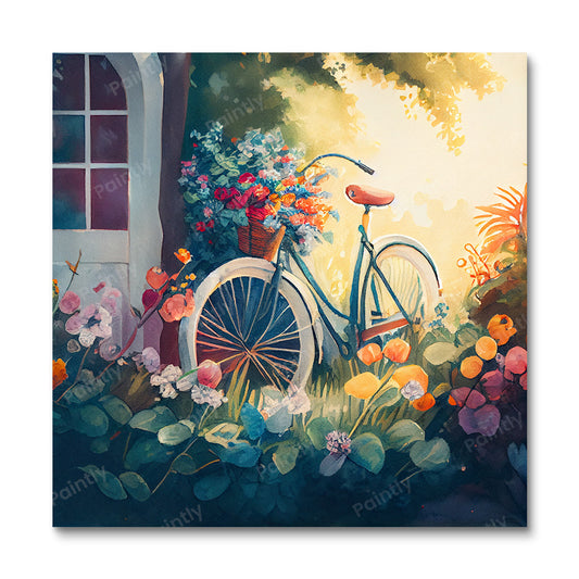 Bicycle Amidst Flowers (Diamond Painting)