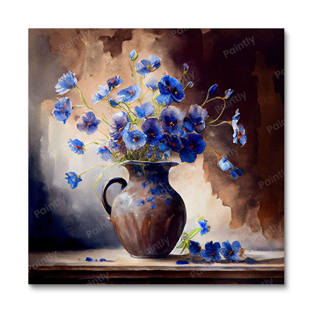 Blue Flowers in Vase I (Wall Art)