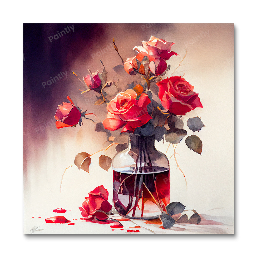 Red Roses in Vase I (Diamond Painting)