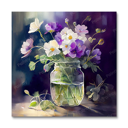 Purple and White Flowers (Paint by Numbers)