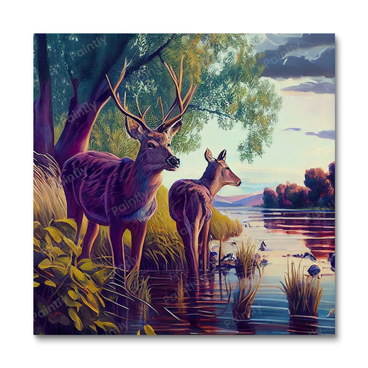 Deer by the River III (Diamond Painting)