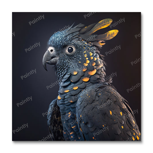 Matte Black Cockatoo III (Paint by Numbers)