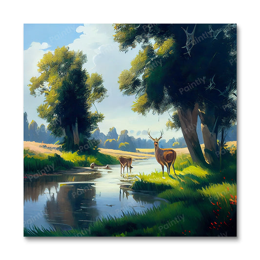 Deer by the River II (Paint by Numbers)