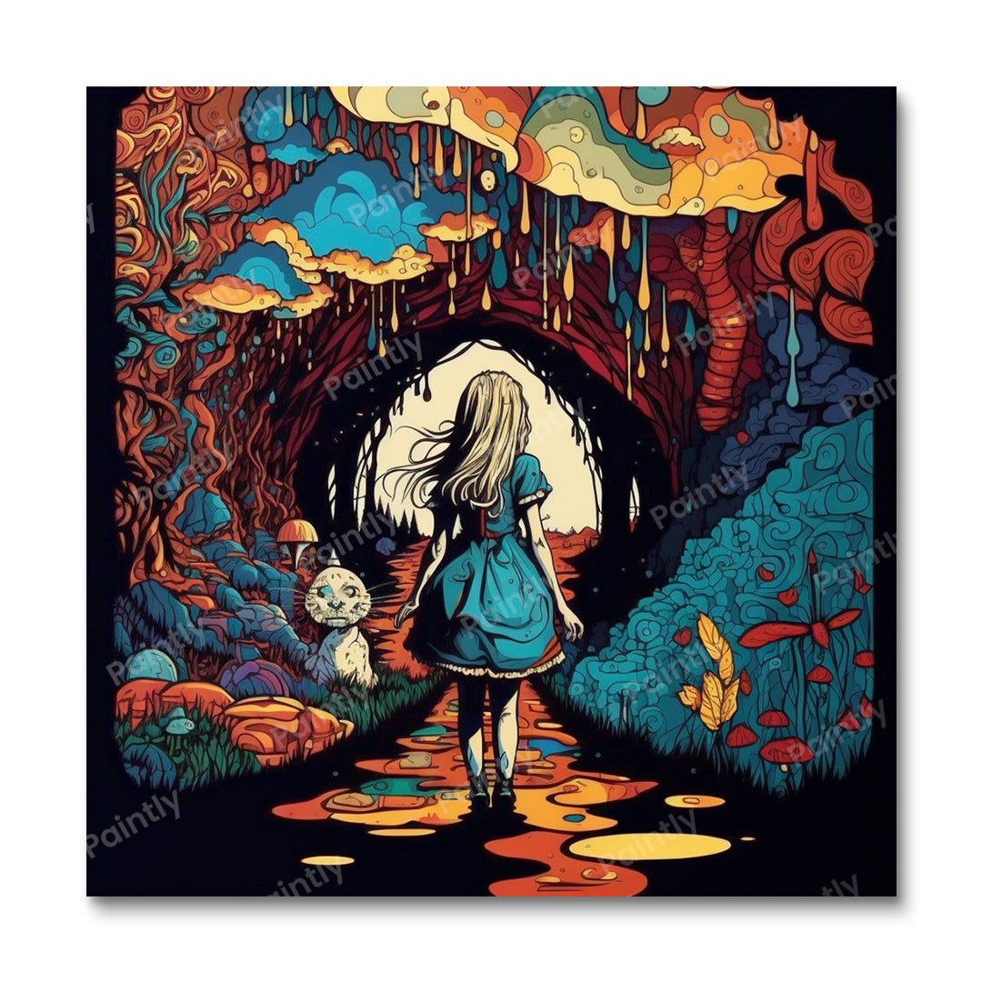 Trippy Alice im Wunderland (Wandkunst)