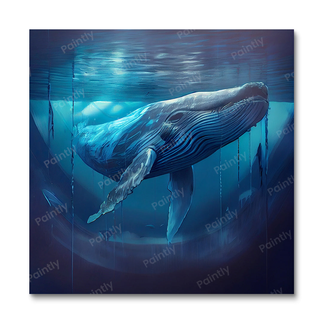 Majestic Blue Whale III (maling efter tal)