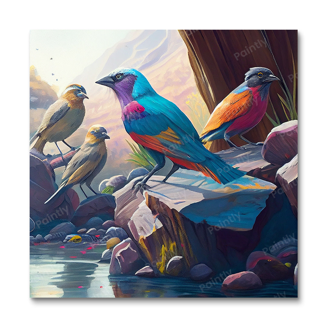Vögel am Fluss I (Wandkunst)