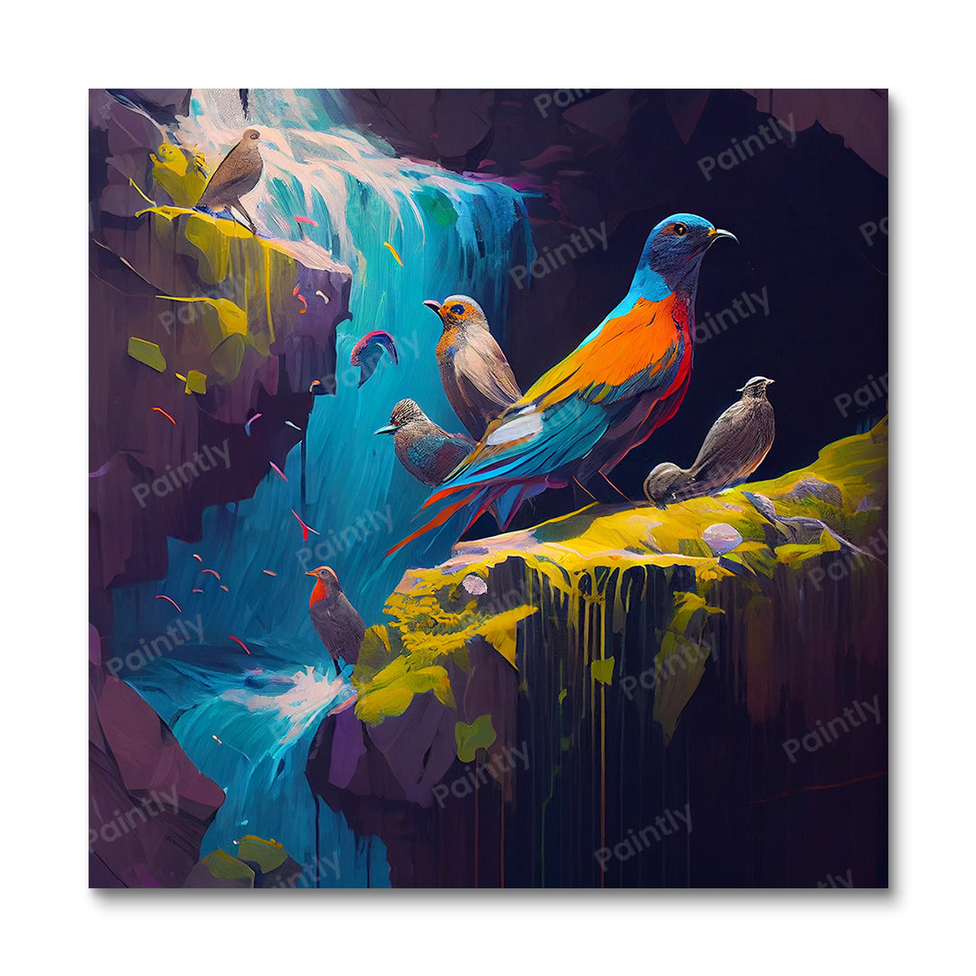 Birds by the Fall I (Diamond Painting)