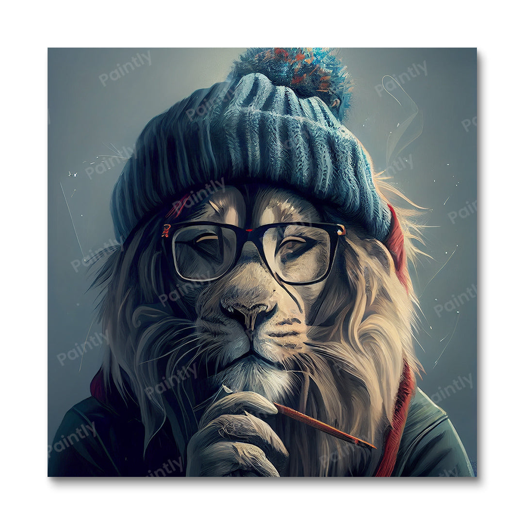 Hipster Löwe III (Wandkunst)