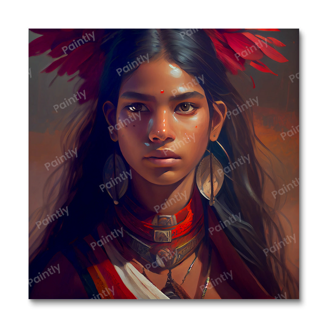 Red Indian Beauty (Paint by Numbers)