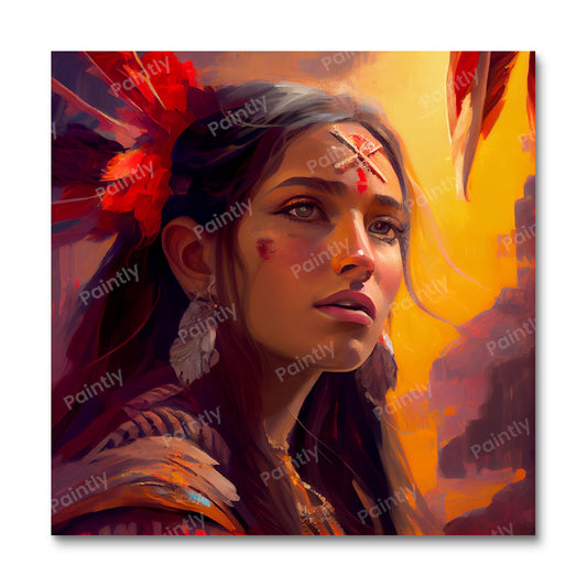 Red Indian Beauty III (Paint by Numbers)