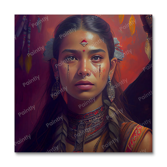 Red Indian Beauty II (Paint by Numbers)