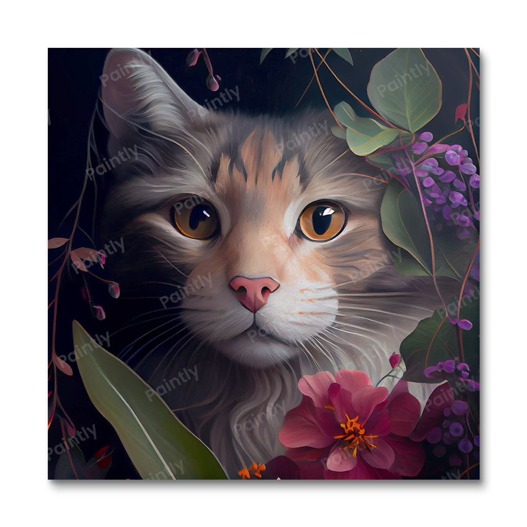 Floral Cat I af Kian (Diamond Painting)