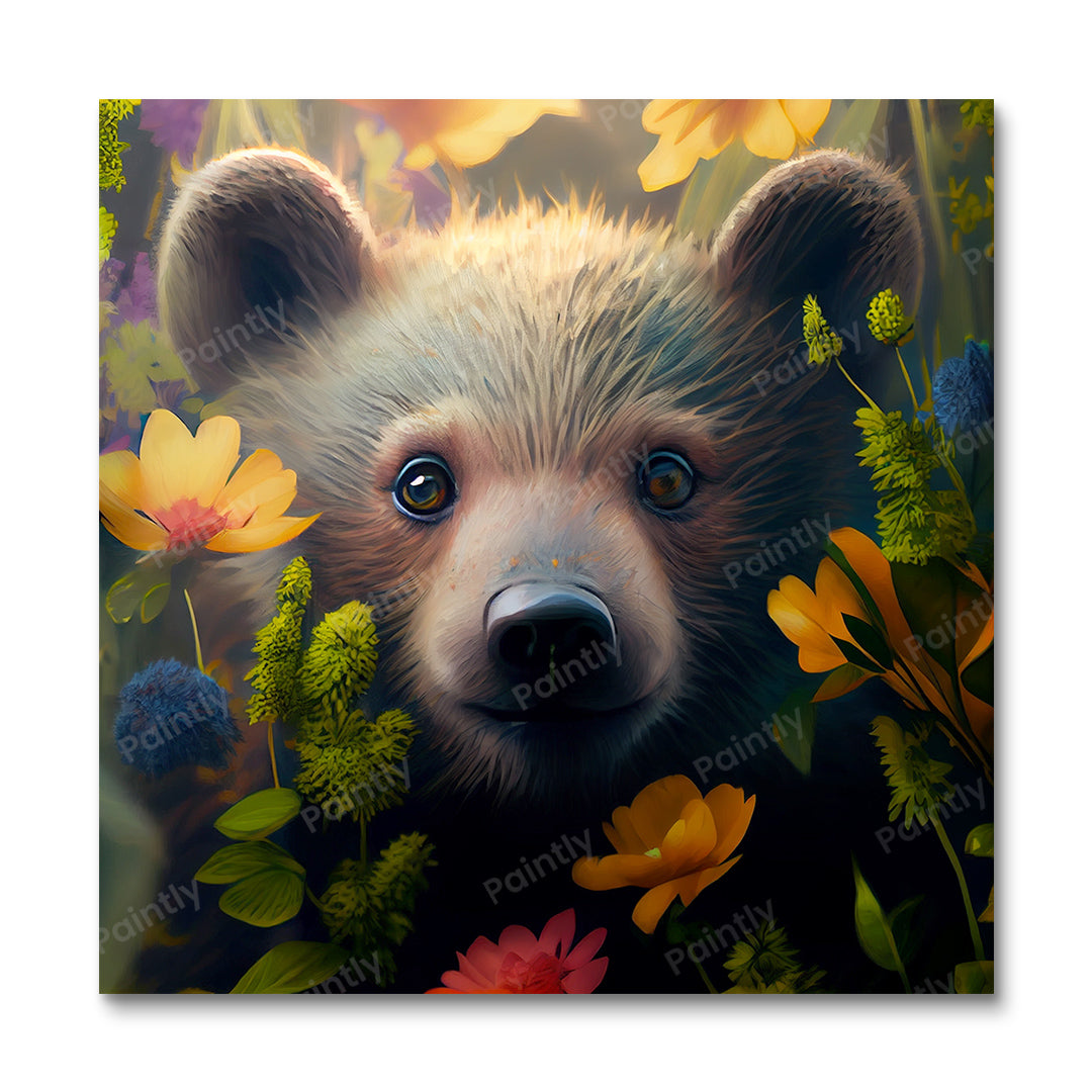 Floral Bear Cub I af Kian (Paint by Numbers)