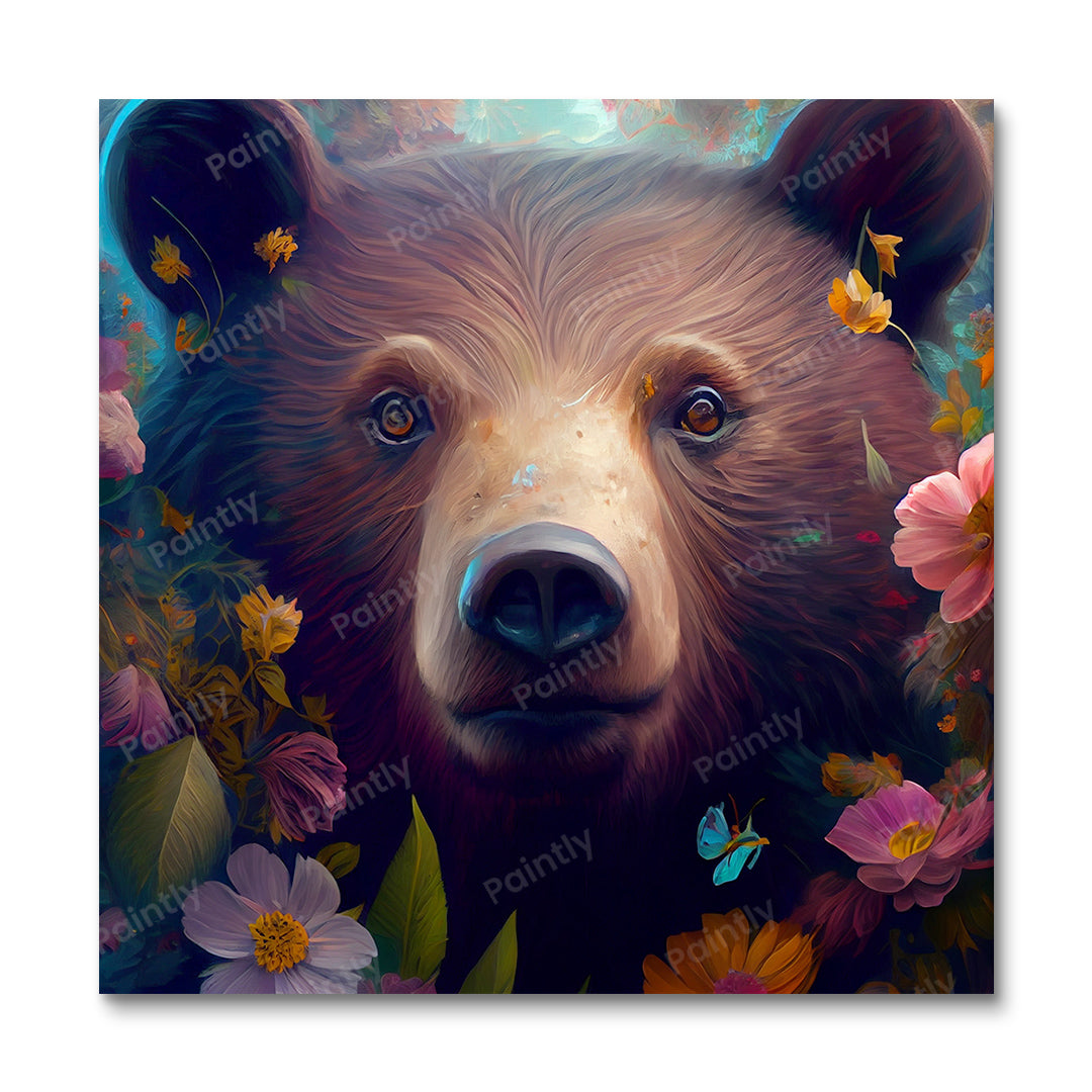 Floral Bear I af Kian (Wall Art)