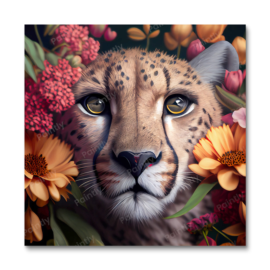 Floral Cheetah II af Kian (Paint by Numbers)