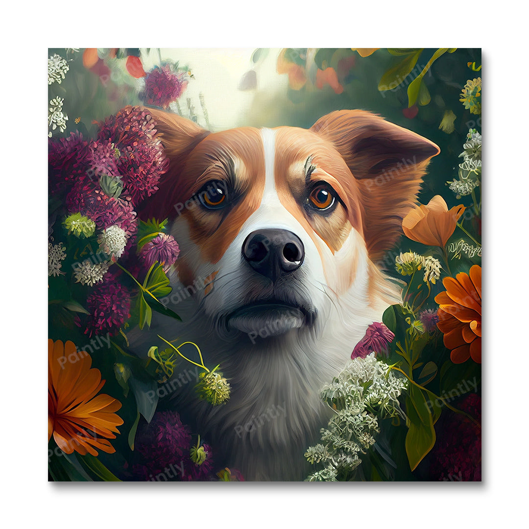 Floral Dog II af Kian (Wall Art)