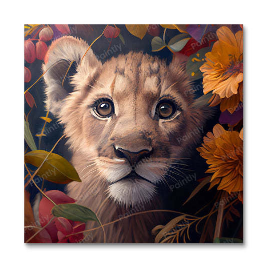 Floral Lion Cub II by Kian (Diamond Painting)