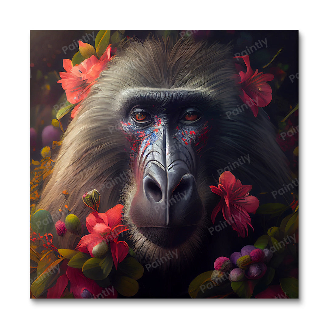 Floral Baboon III af Kian (Wall Art)