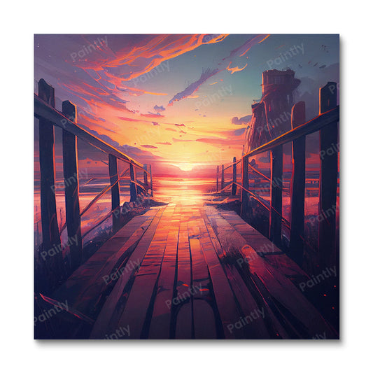 Dramatic Beach Boardwalk III (Diamond Painting)