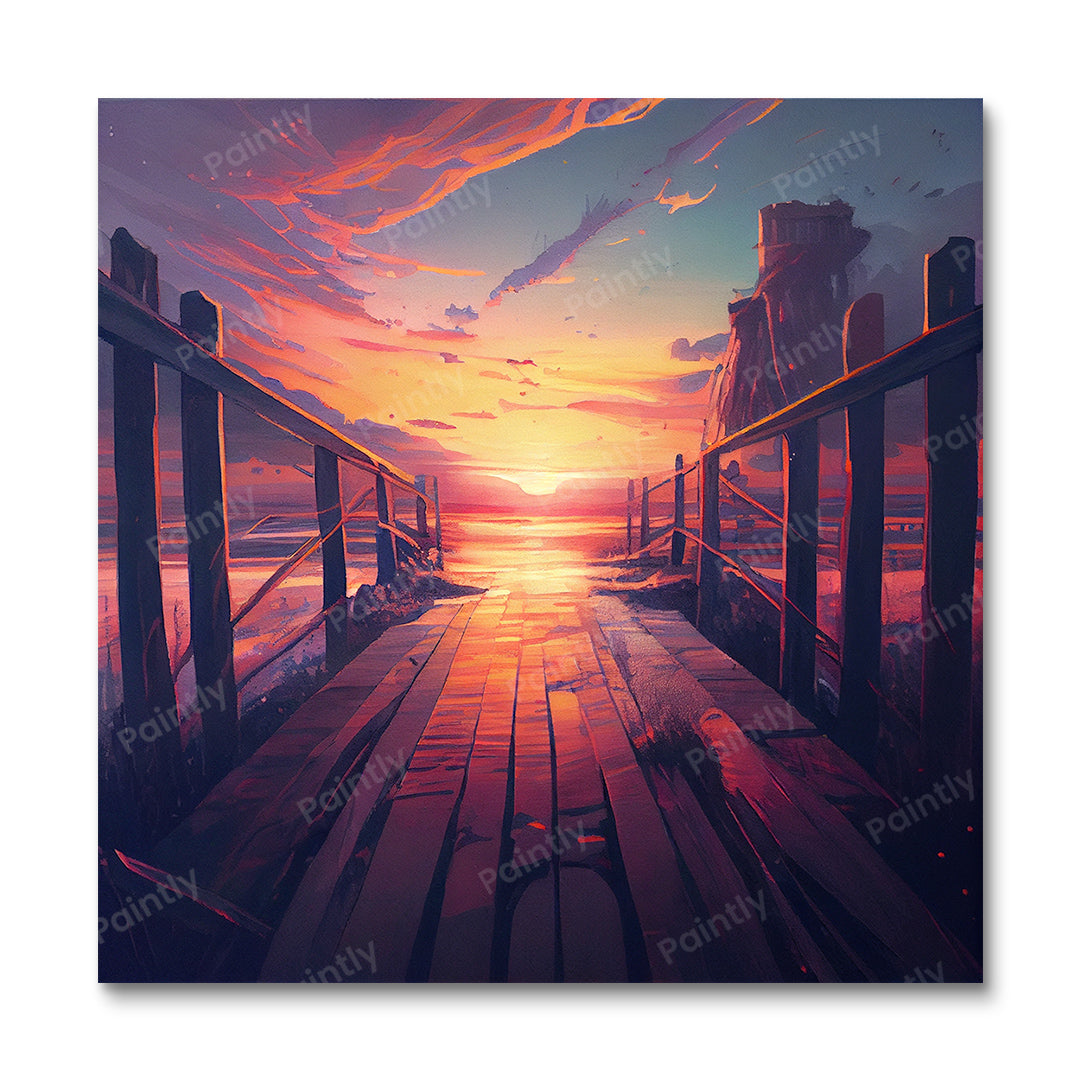 Dramatic Beach Boardwalk III (Wall Art)